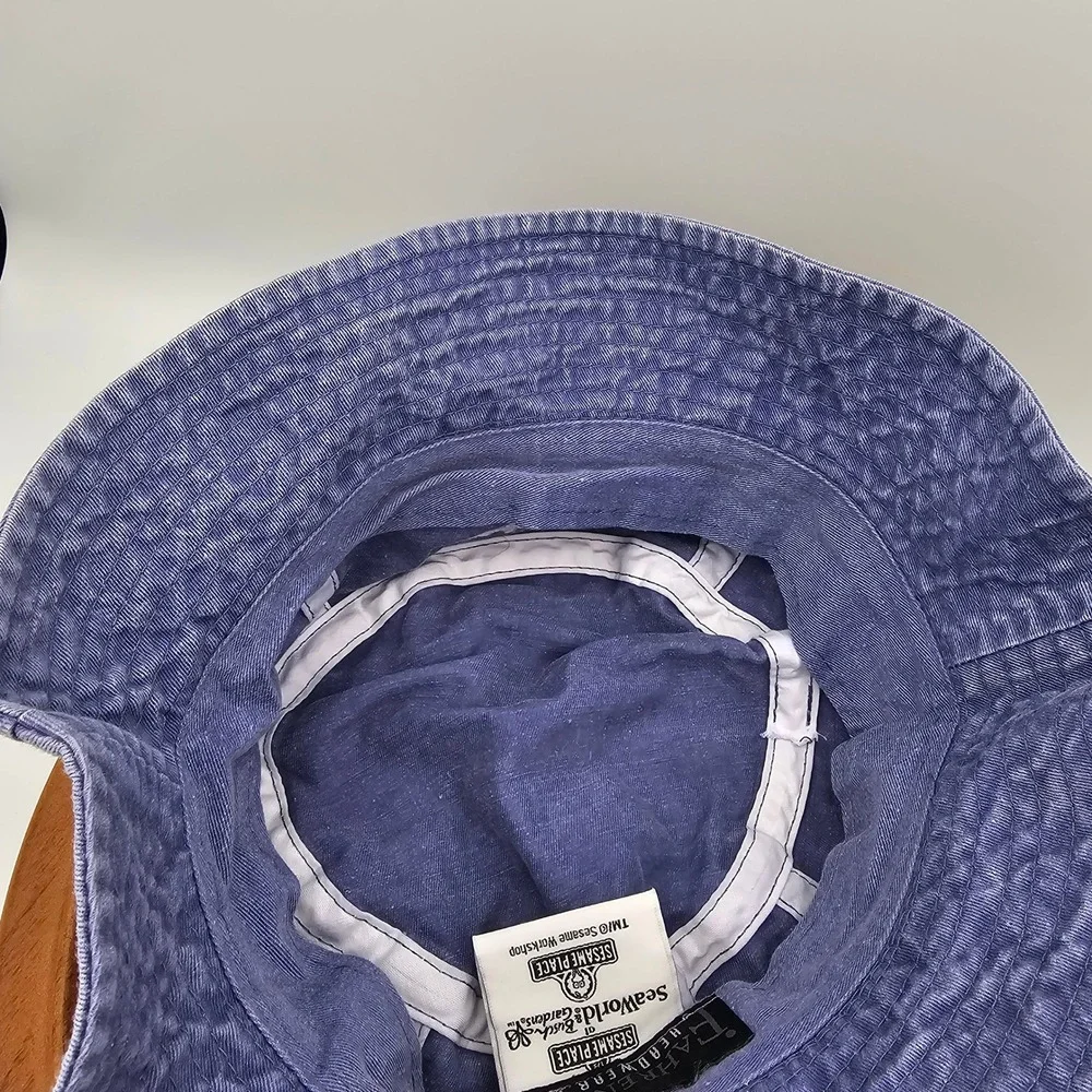 Elmo Sesame Place Heart‎ Bucket Hat Blue Denim SeaWorld Busch Gardens Exclusive